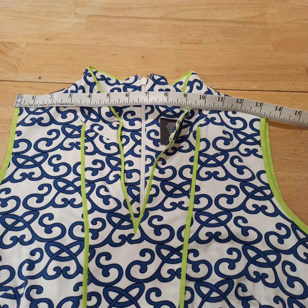 Vince Camuto Navy Blue White Print Sleeveless Cotton Dress Size 6 - Picture 15 of 16